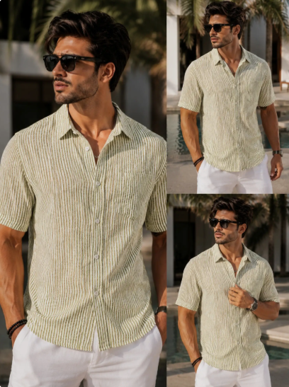 Men Active Cotton Casual Shirt - Style 5