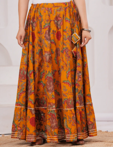 Ethnic Print Wrap-Around Maxi Skirt - Style 12