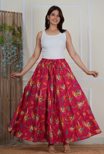 Ethnic Print Wrap-Around Maxi Skirt - Style 10