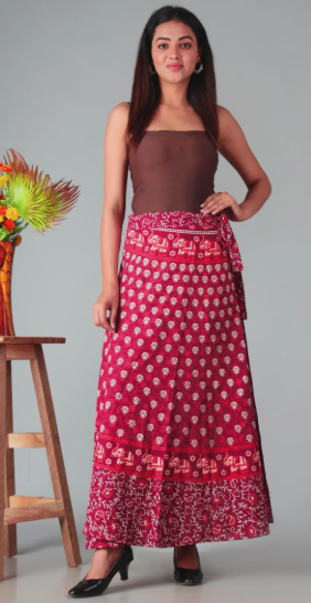 Ethnic Print Wrap-Around Maxi Skirt - Style 9