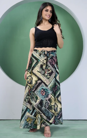 Ethnic Print Wrap-Around Maxi Skirt - Style 6